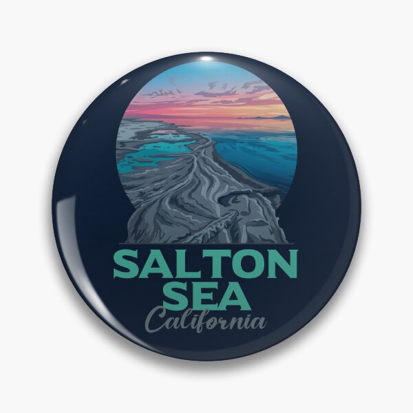 Item preview, Desert Sunset Salton Sea California Travel Badge designed and sold by LinaValearte.