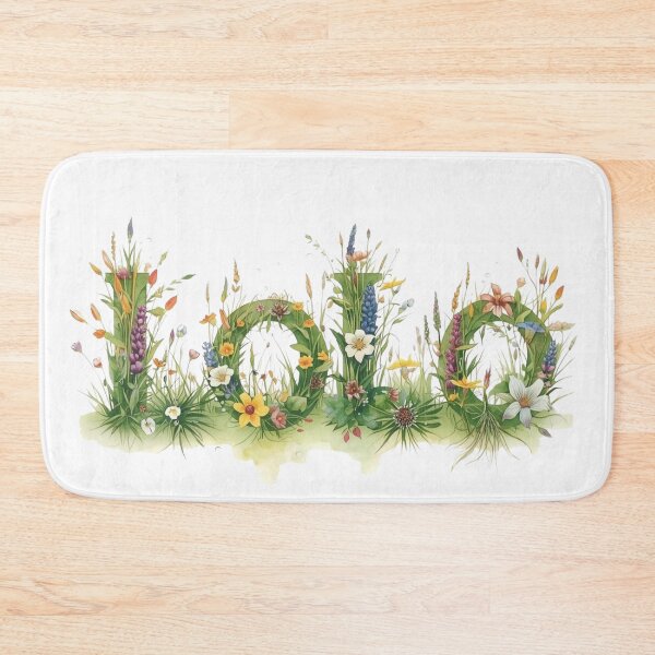 Item preview, Floral logo spelled with wildflowers and meadow greenery designed and sold by Rue Market.