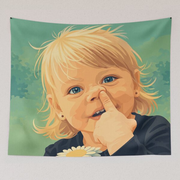 Item preview, Cute Toddler Portrait Funny Child Expression Art designed and sold by Creative_Canvas.