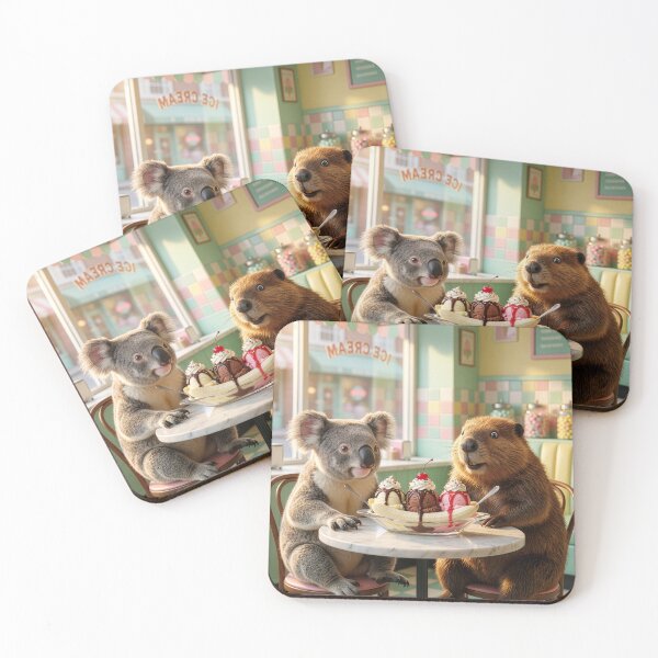 Item preview, Beaver and Koala Share a Banana Split designed and sold by Tridentulus.
