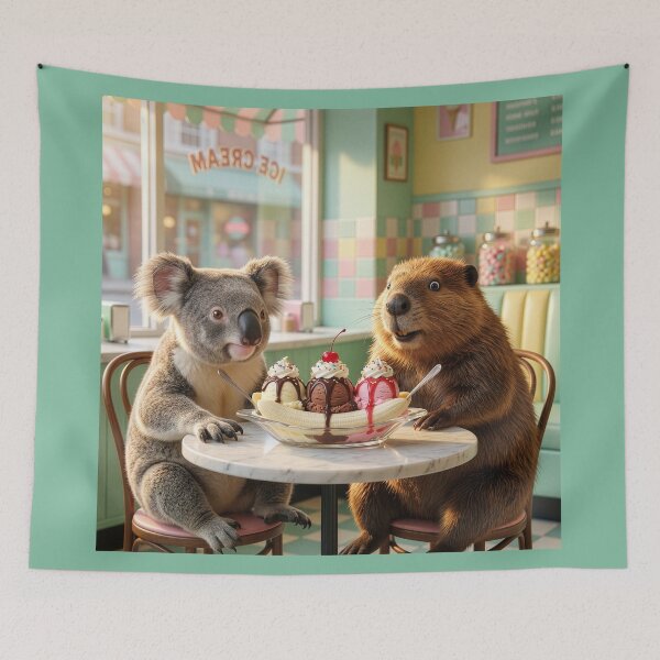 Item preview, Beaver and Koala Share a Banana Split designed and sold by Tridentulus.
