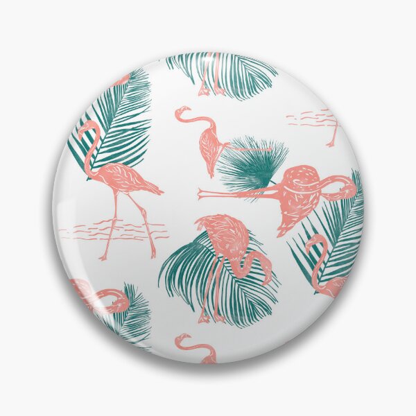 Item preview, Flamingo and Tropical Leaves Frolicking Block Print Style designed and sold by PD-Coastal.