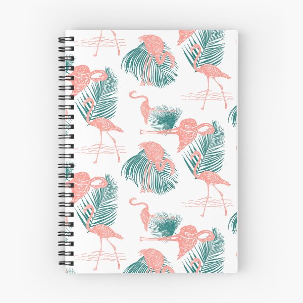 Item preview, Flamingo and Tropical Leaves Frolicking Block Print Style designed and sold by PD-Coastal.