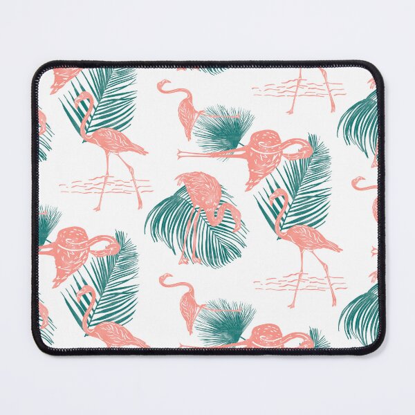 Item preview, Flamingo and Tropical Leaves Frolicking Block Print Style designed and sold by PD-Coastal.