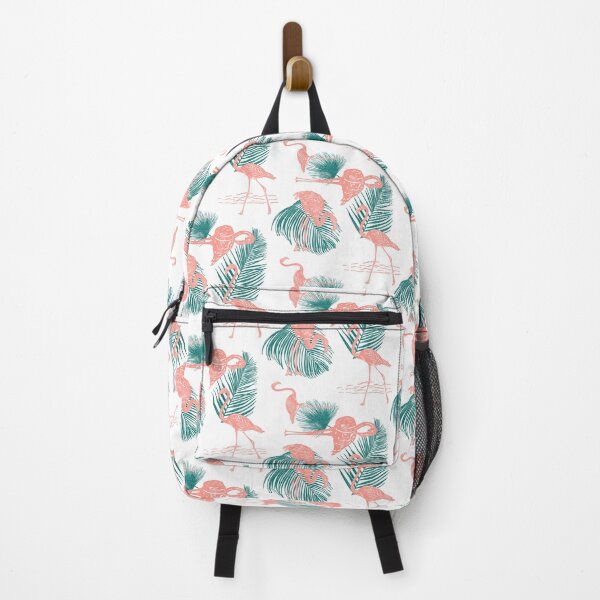 Item preview, Flamingo and Tropical Leaves Frolicking Block Print Style designed and sold by PD-Coastal.