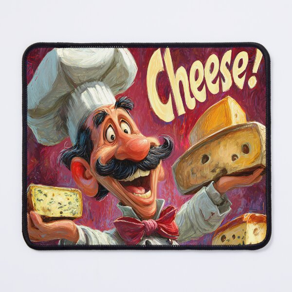 Item preview, Cheerful Chef Surrounded by Delicious Cheeses designed and sold by Artessie.