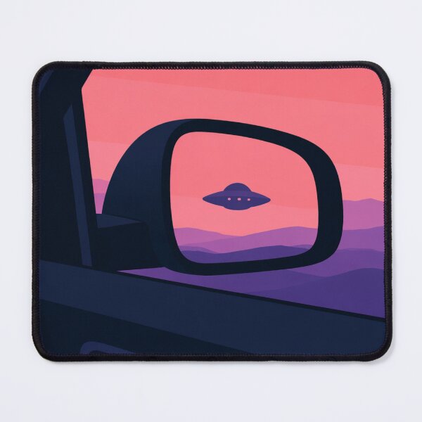 Item preview, UFO In Rear View Mirror Minimal Surreal Illustration designed and sold by Creative_Canvas.