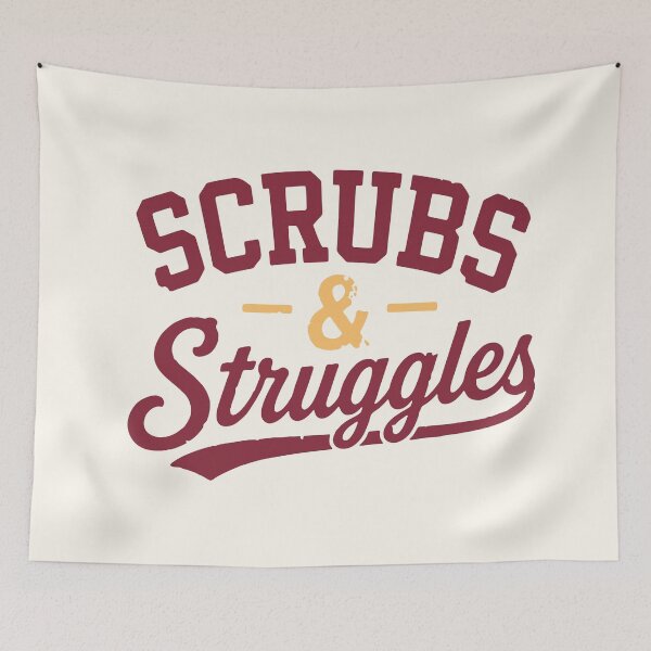 Item preview, Scrubs & Struggles Funny Nurse T-Shirt Dark Red designed and sold by KiwyStudio.
