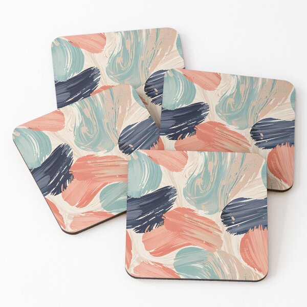 Item preview, Modern Coral and Teal Abstract Brush Pattern designed and sold by GraceInNatureCo.