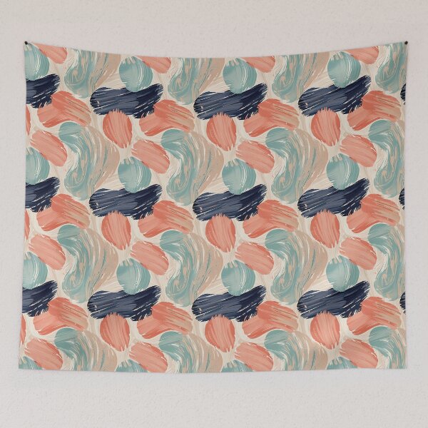 Item preview, Modern Coral and Teal Abstract Brush Pattern designed and sold by GraceInNatureCo.