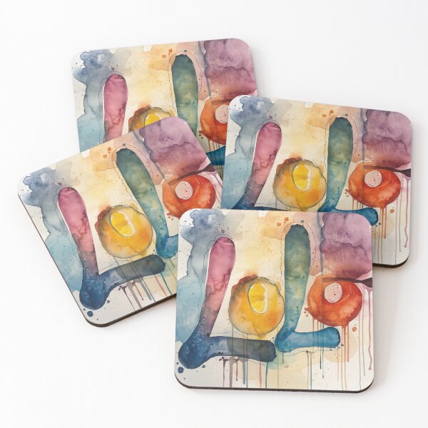 Item preview, Watercolor logo with colorful abstract letters and drips designed and sold by Rue Market.