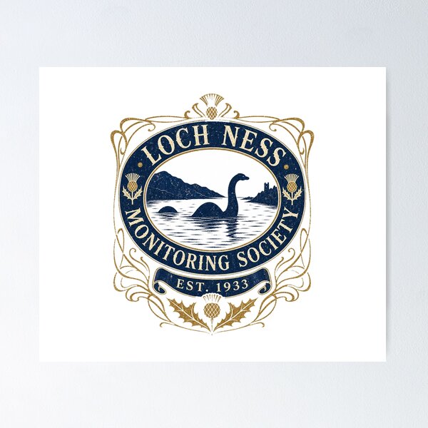 Item preview, Loch Ness Monitoring Society Vintage Scottish Cryptid Crest designed and sold by Amnesia-Proto.