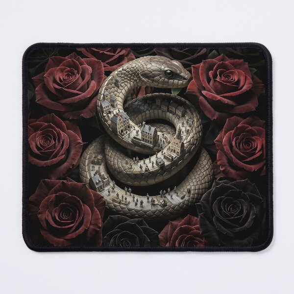 Item preview, A city entwined by a snake and midnight roses designed and sold by KunstGeist.