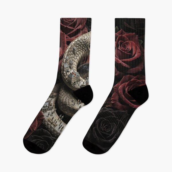 Item preview, A city entwined by a snake and midnight roses designed and sold by KunstGeist.