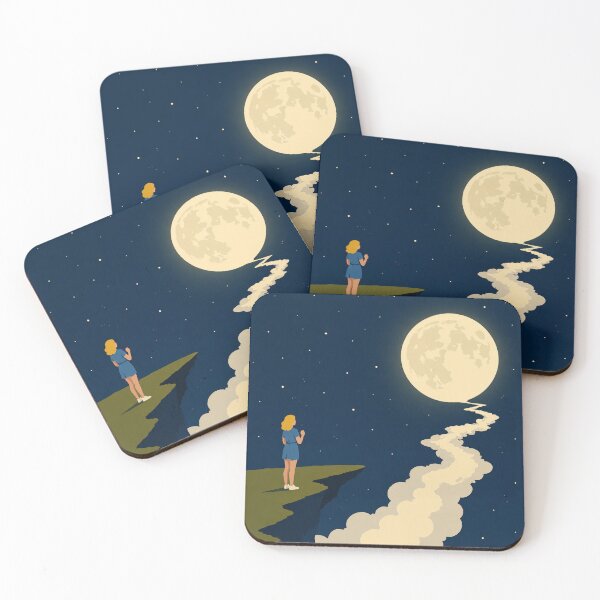 Item preview, Moon Path Dream Landscape Minimal Illustration designed and sold by Creative_Canvas.