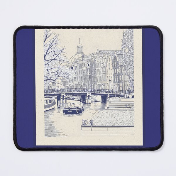 Item preview, Amsterdam Netherlands Vintage Canal Boat Line Art Poster designed and sold by Sorcend.