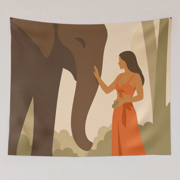 Item preview, Woman And Elephant Connection Minimal Illustration designed and sold by Creative_Canvas.