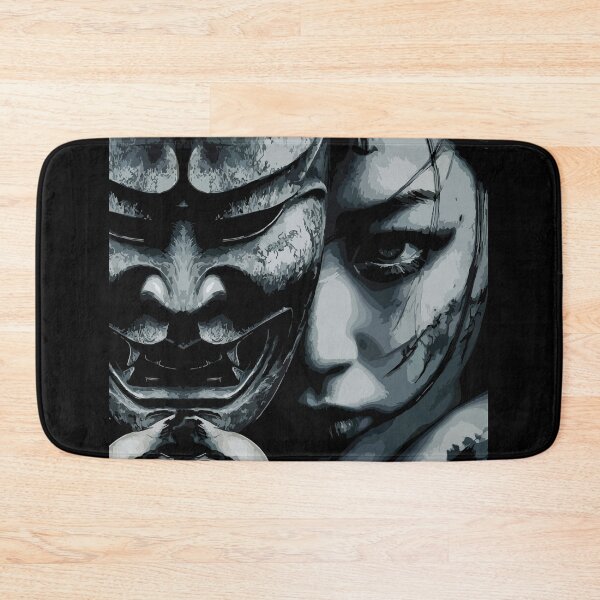 Item preview, Intense Japanese Woman with Traditional Oni Mask Dark Art designed and sold by RamyGallery.