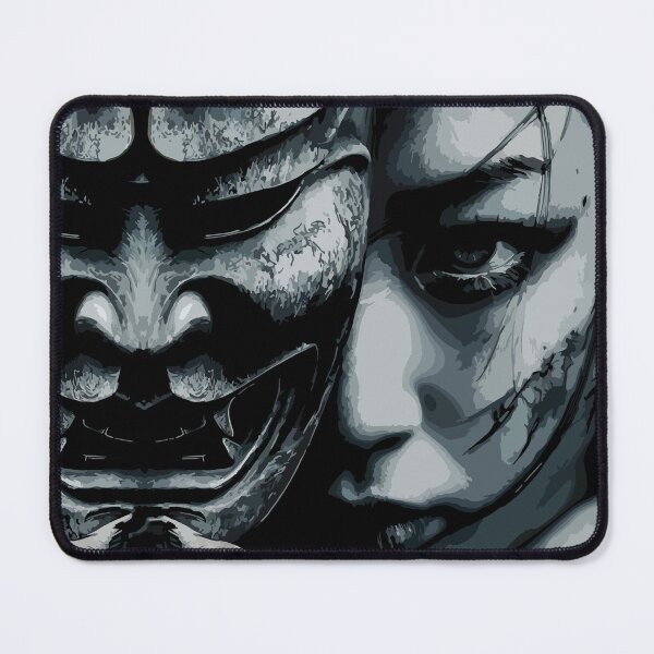 Item preview, Intense Japanese Woman with Traditional Oni Mask Dark Art designed and sold by RamyGallery.