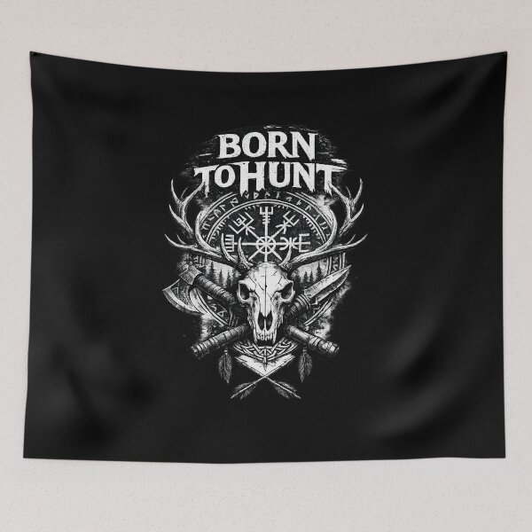 Item preview, Born to Hunt Design - Viking Warrior Skull Graphic designed and sold by MarketWolf.