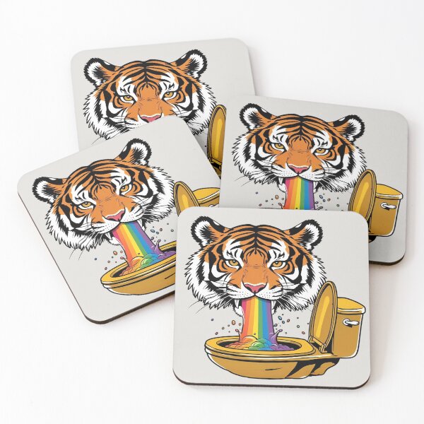 Item preview, Tiger Puking Rainbows into a Golden Toilet designed and sold by surlycakes.