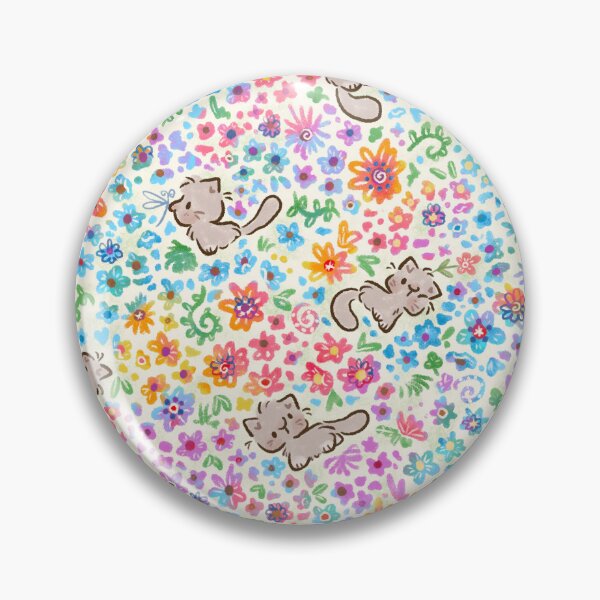 Item preview, Pebble's Whimsical Garden - Gray Cat & Bright Painted Florals - Cream designed and sold by EmiBeeBuzz.