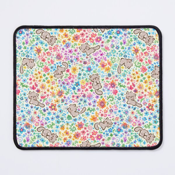Item preview, Pebble's Whimsical Garden - Gray Cat & Bright Painted Florals - Cream designed and sold by EmiBeeBuzz.