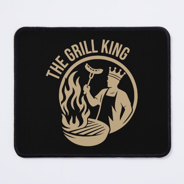 Item preview, The Grill King – Gold BBQ Grilling Illustration on Black | Bold Barbecue Design designed and sold by xndrlab.