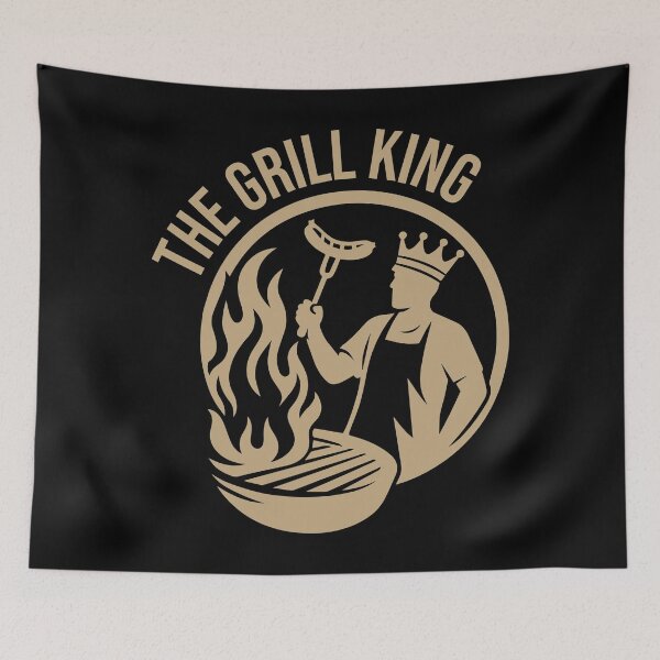Item preview, The Grill King – Gold BBQ Grilling Illustration on Black | Bold Barbecue Design designed and sold by xndrlab.