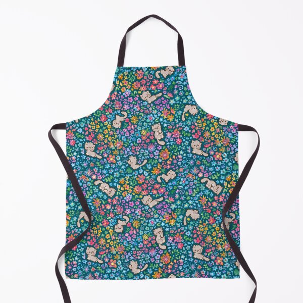 Item preview, Pebble's Whimsical Garden - Gray Cat & Bright Painted Florals - Teal designed and sold by EmiBeeBuzz.