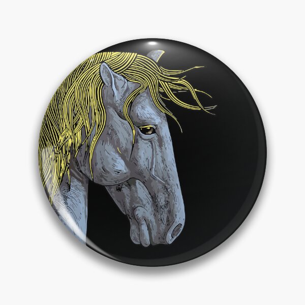 Item preview, Elegant Gray Horse Flowing Blonde Mane Portrait Art designed and sold by RamyGallery.