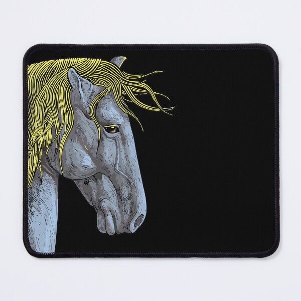 Item preview, Elegant Gray Horse Flowing Blonde Mane Portrait Art designed and sold by RamyGallery.