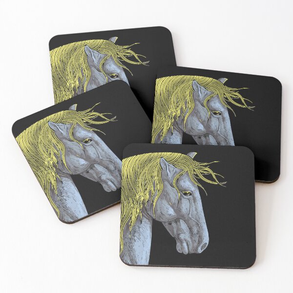 Item preview, Elegant Gray Horse Flowing Blonde Mane Portrait Art designed and sold by RamyGallery.