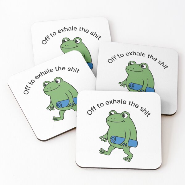 Item preview, Off to exhale The Shit Funny International Yoga Day Frog Meme designed and sold by gunaone-design.