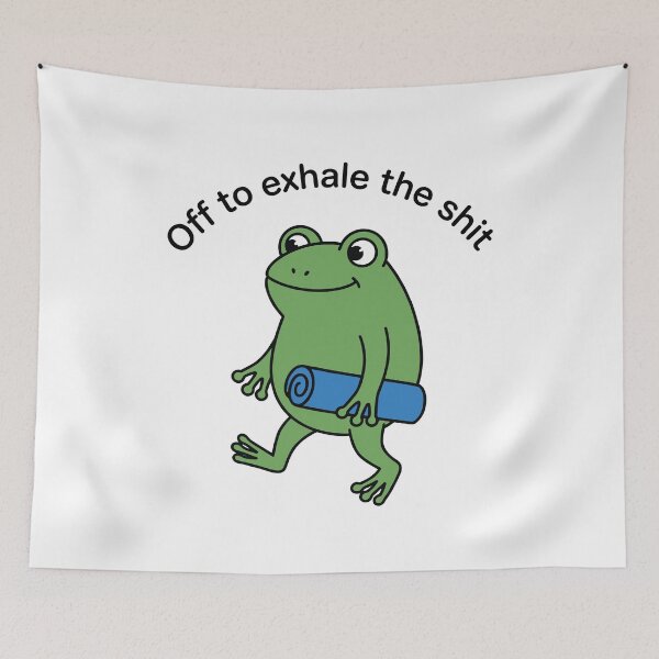Item preview, Off to exhale The Shit Funny International Yoga Day Frog Meme designed and sold by gunaone-design.