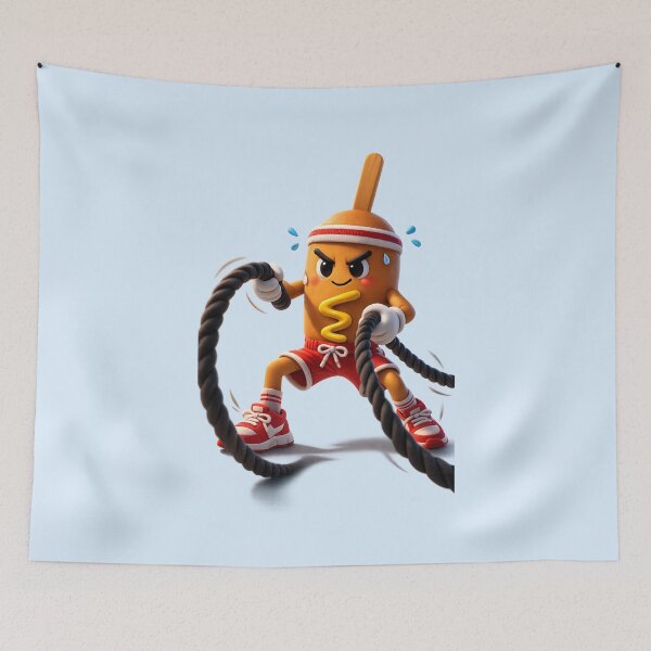 Item preview, Cute Corn Dog Workout Athlete | Kawaii Gym Battle Ropes Fitness Cartoon designed and sold by Moons Studio.