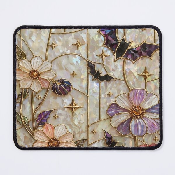 Item preview, Night Stained Glass of Bats and Flowers designed and sold by BriSher.