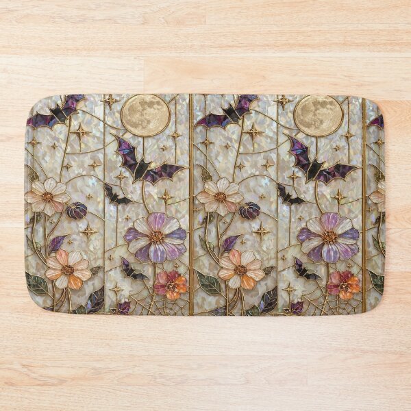 Item preview, Night Stained Glass of Bats and Flowers designed and sold by BriSher.