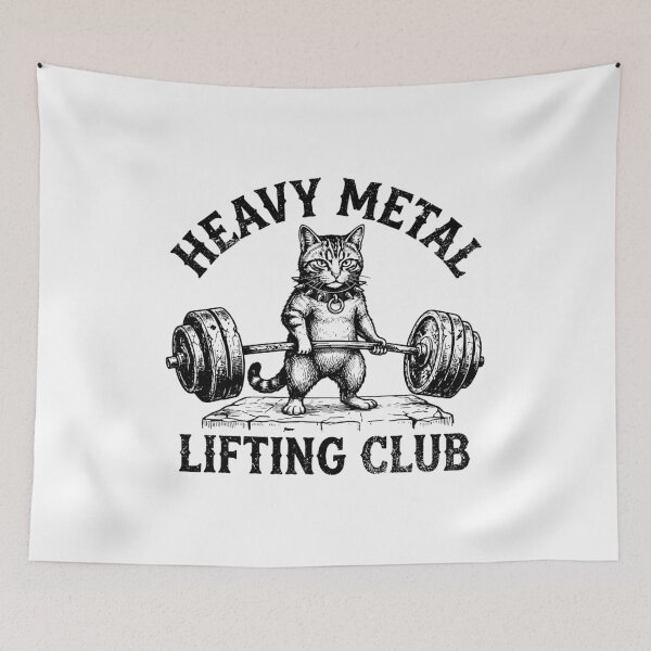 Item preview, Heavy Metal Lifting Club Funny Cat Weightlifter Gym Workout Humor designed and sold by gunaone-design.