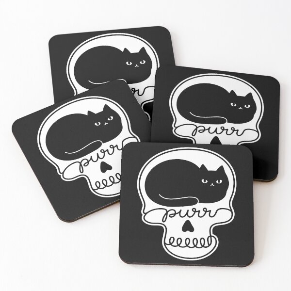 Item preview, Purr Cat Skull Creepy Cute Spooky Black Cat Skeleton designed and sold by gunaone-design.