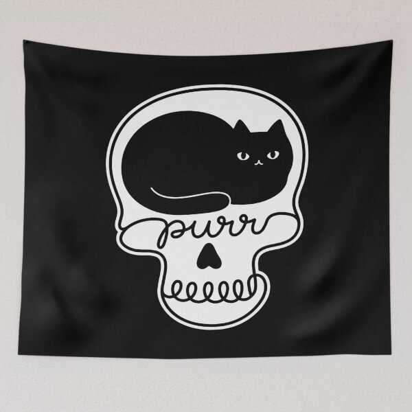 Item preview, Purr Cat Skull Creepy Cute Spooky Black Cat Skeleton designed and sold by gunaone-design.