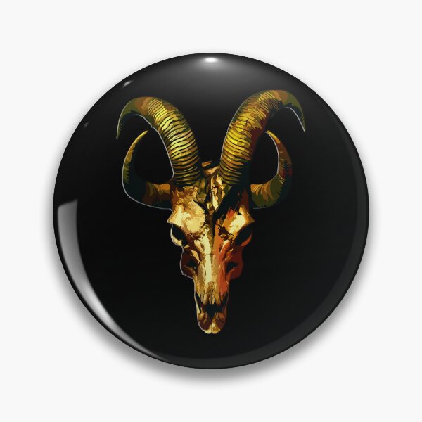 Item preview, Majestic Golden Ram Skull with Large Horns Dark Art designed and sold by RamyGallery.