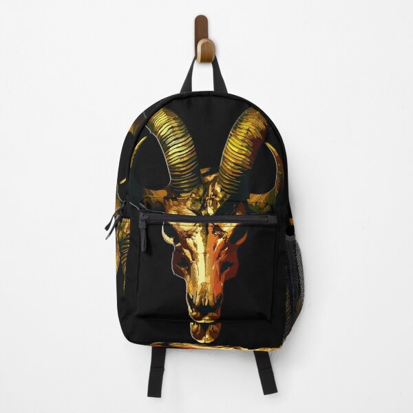 Item preview, Majestic Golden Ram Skull with Large Horns Dark Art designed and sold by RamyGallery.