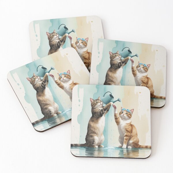 Item preview, Cute Water Play Cats – Relaxing Summer Kitty Illustration designed and sold by LEO'S CREATURE　れおずくりーちゃー.