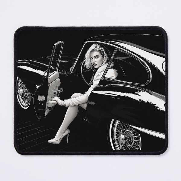 Item preview, Vintage Glamour Jaguar Coupe – Black and White Classic Car Art designed and sold by Stinky Lincy's Apparel Company.