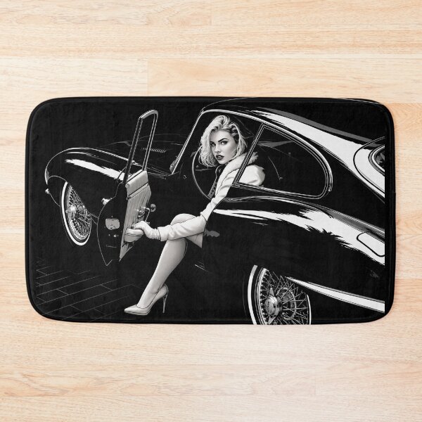 Item preview, Vintage Glamour Jaguar Coupe – Black and White Classic Car Art designed and sold by Stinky Lincy's Apparel Company.