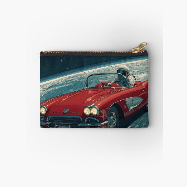 Item preview, Lifelike cartoon of an astronaut driving a red corvette on the moon designed and sold by dcrc.