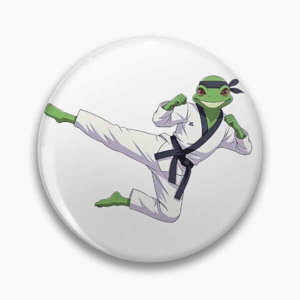 Item preview, Karate Frog doing a Flying sidekick designed and sold by Mia's Menagerie.
