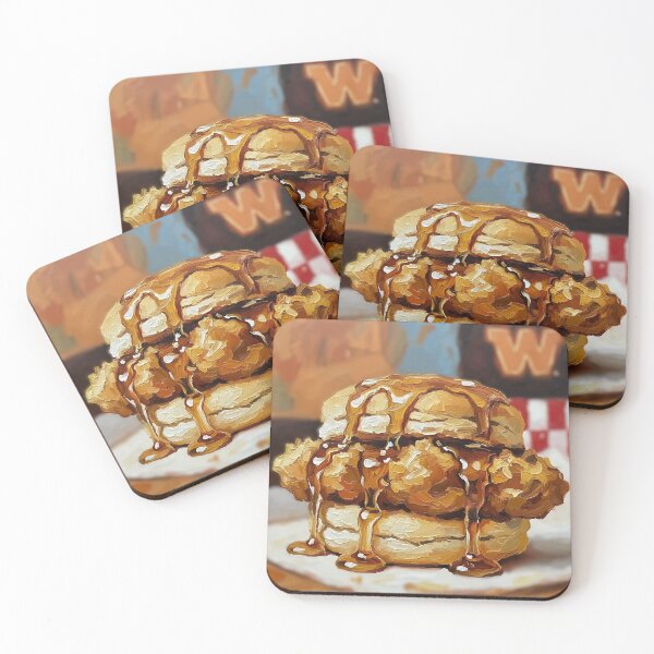 Item preview, Yummy Honey Chicken Biscuit Palette Knife Painting Breakfast Art designed and sold by GymTanLaundry.