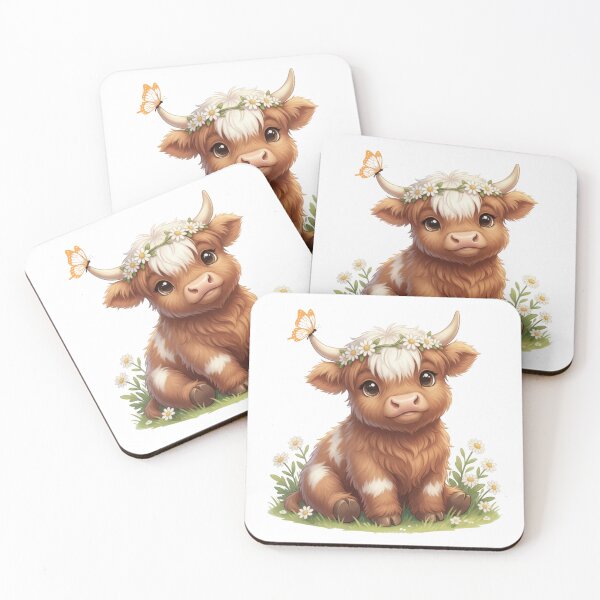 Item preview, Moo In Bloom Highland Cow Flower Crown Butterfly designed and sold by HumTumMe.